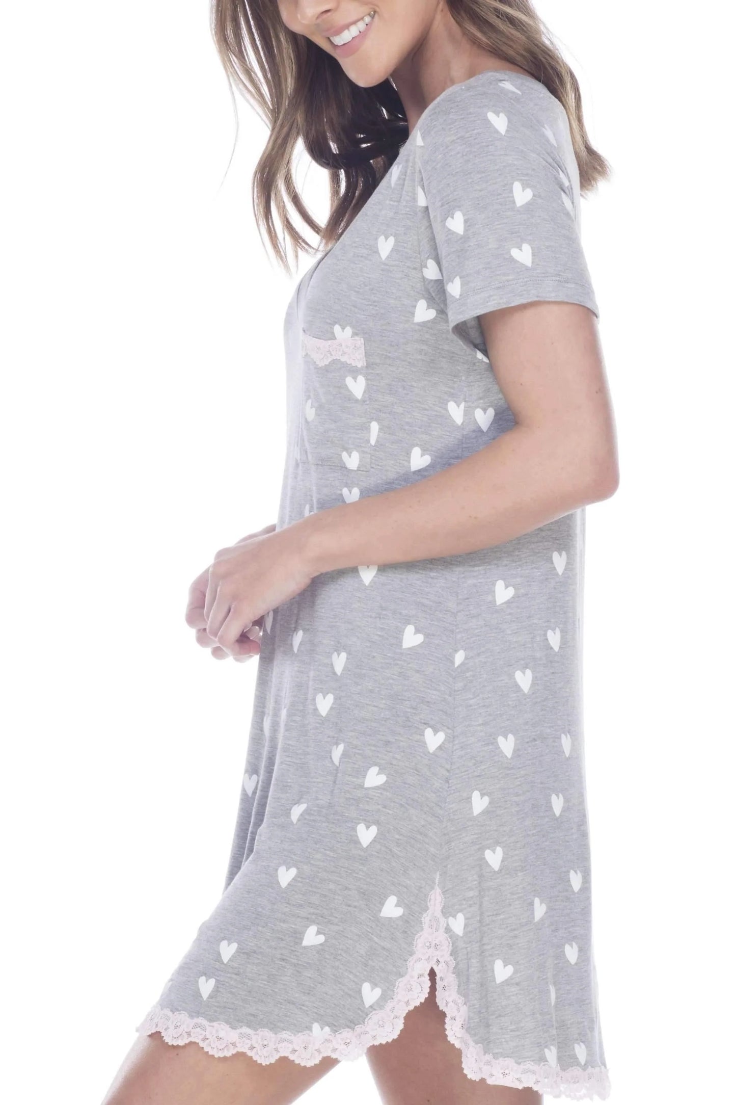 All American Rayon & Lace Sleepshirt In Heather Grey - Honeydew Intimates - BraTopia