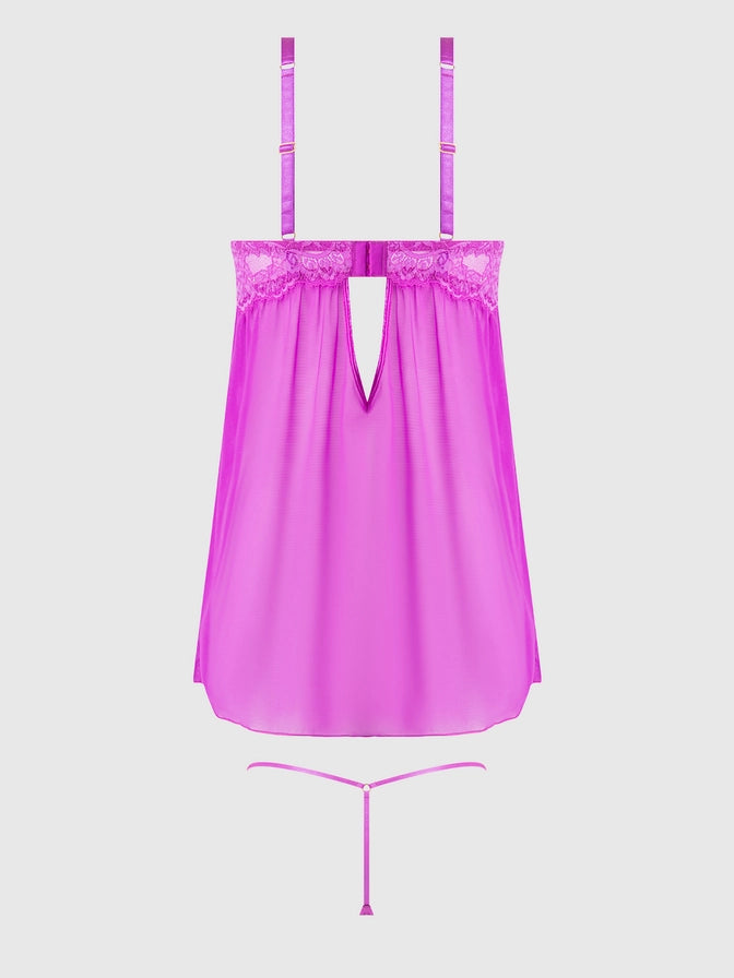 Reanna Lace & Chain Babdydoll In Fuchsia Pink - House of Desire - BraTopia