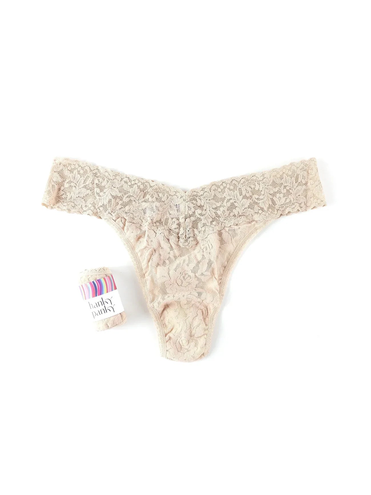 Wrapped Original Rise Signature Lace Thong In Chai - Hanky Panky - BraTopia