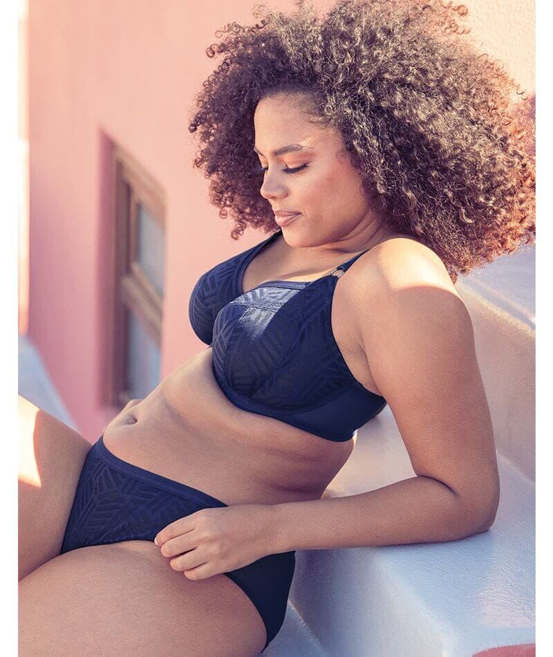 Wonder Vibe Full Cup Side Support Bra In Navy - Curvy Kate Limited - BraTopia