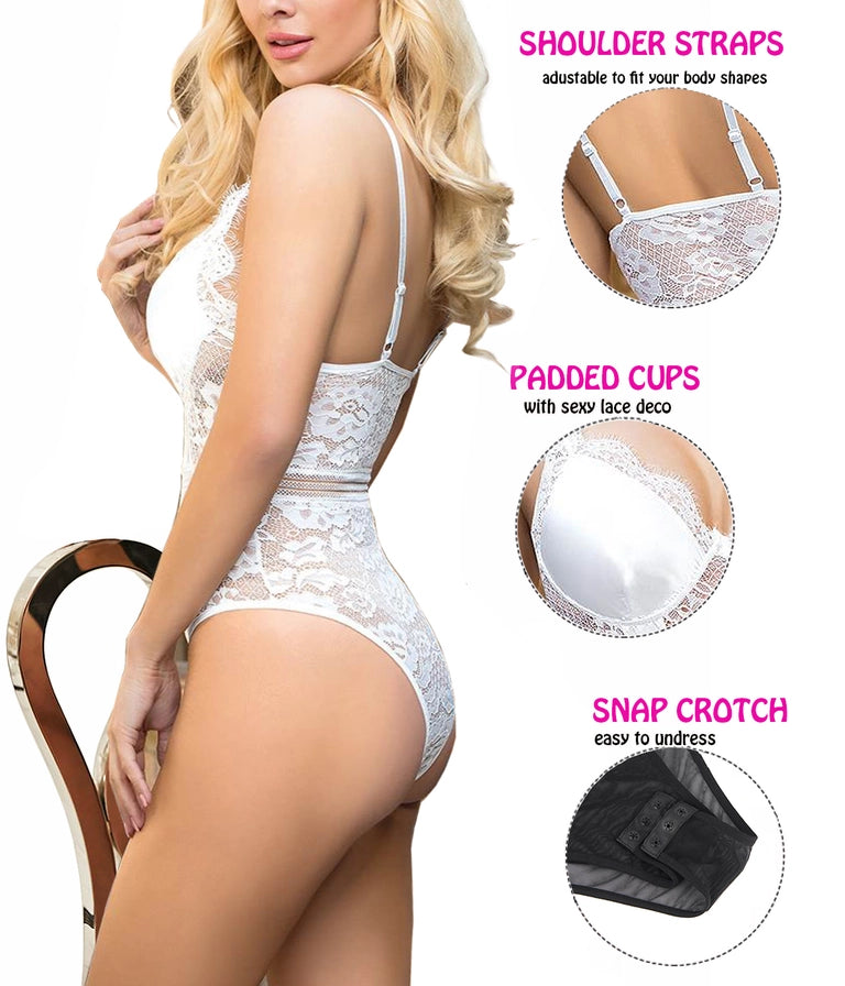 Ladies Sexy Satin Lace Combo Teddy In Nude - Lovely Lies - BraTopia