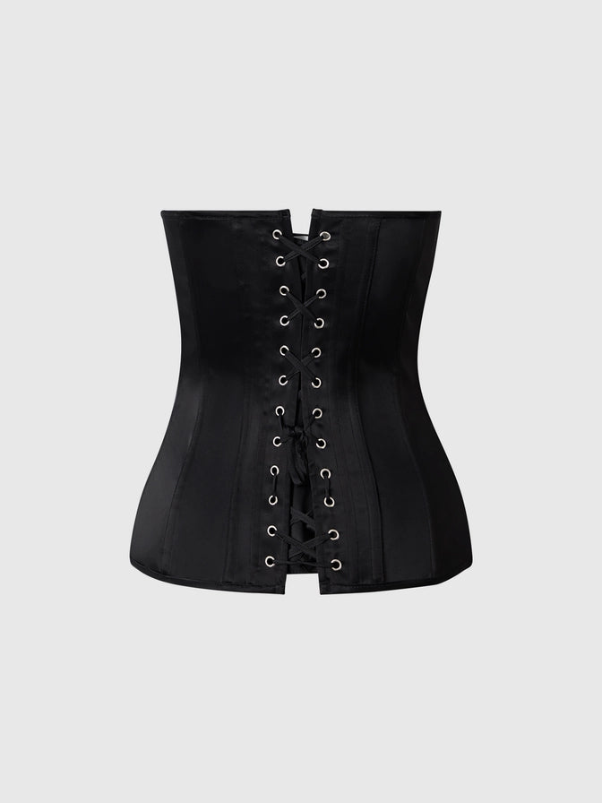 Juliet Full Boning Scoop Neck Corset In Black - House of Desire - BraTopia