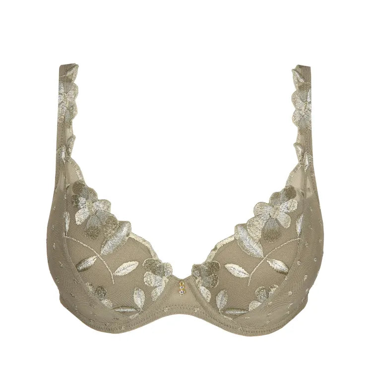 Agnes Padded Plunge Bra In Golden Olive - Marie Jo - BraTopia
