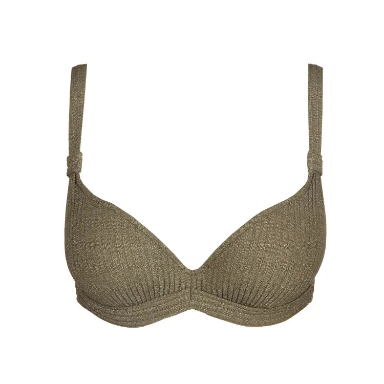 Tinjis Padded Plunge Bikini Top In Golden Olive - Marie Jo