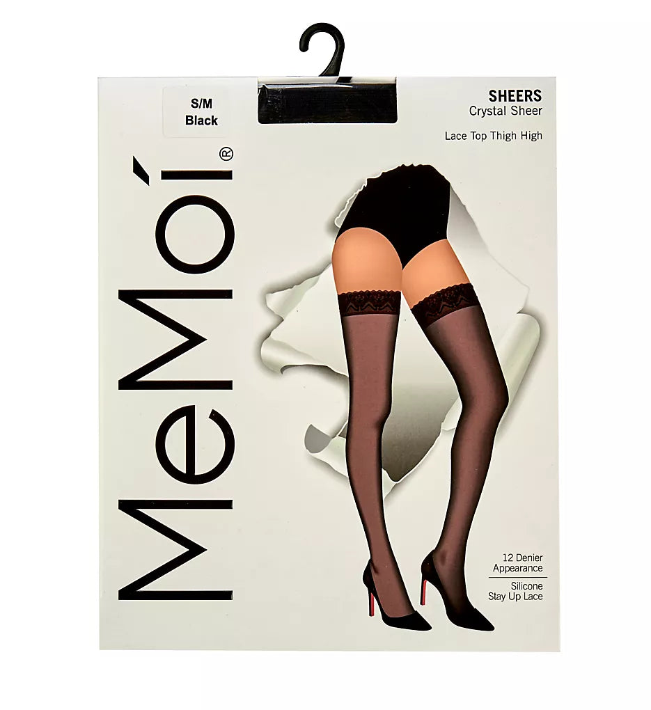 Haut de cuisse en dentelle transparente Cristal en noir - MeMoi