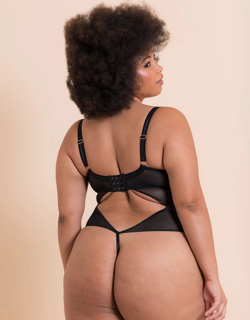 Scantilly Suspense Plunge Bodysuit in Black- Curvy Kate