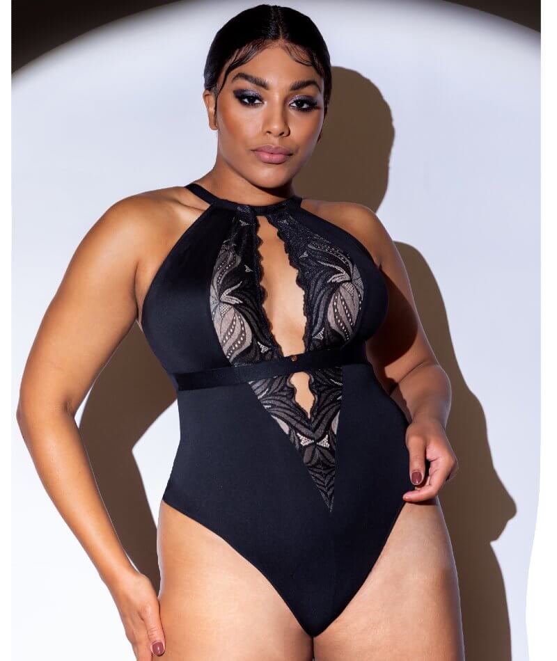 Scantilly Indulgence Stretch Lace Body In Black & Latte - Curvy Kate - BraTopia