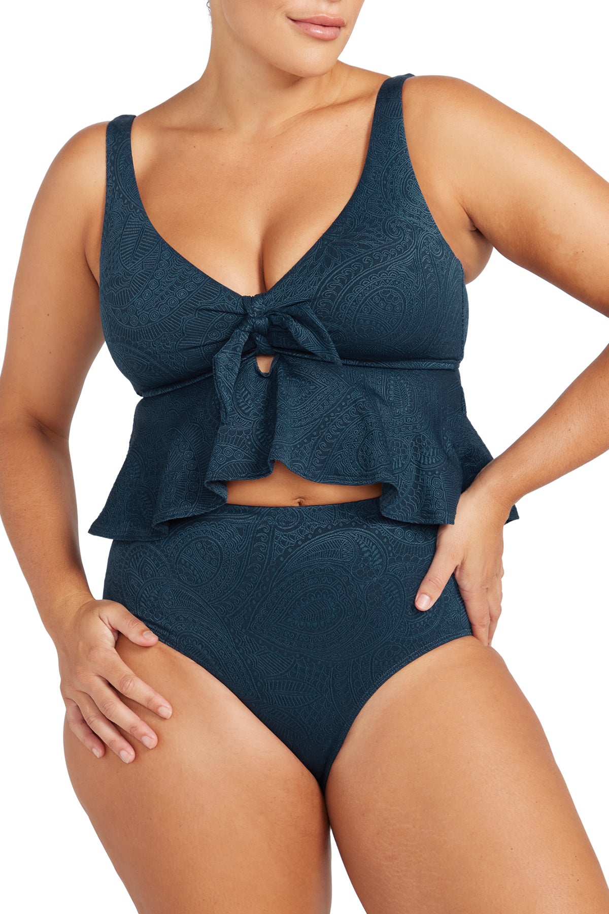 La Traviata Midriff Bikini Top In Navy - ArteSands - BraTopia