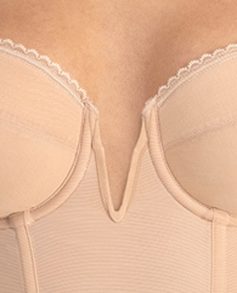 Valerie Bustier Deep Plunge V-Wire Backless Strapless Bridal Bra In Mocha - Dominique - BraTopia