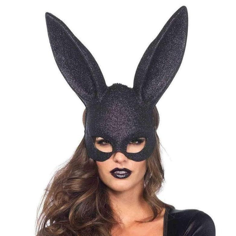 Glitter Masquerade Bunny Mask In Black - Leg Avenue - BraTopia