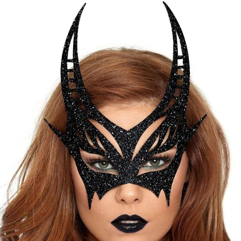 Leg Avenue Glitter Devil Mask In Black - BraTopia