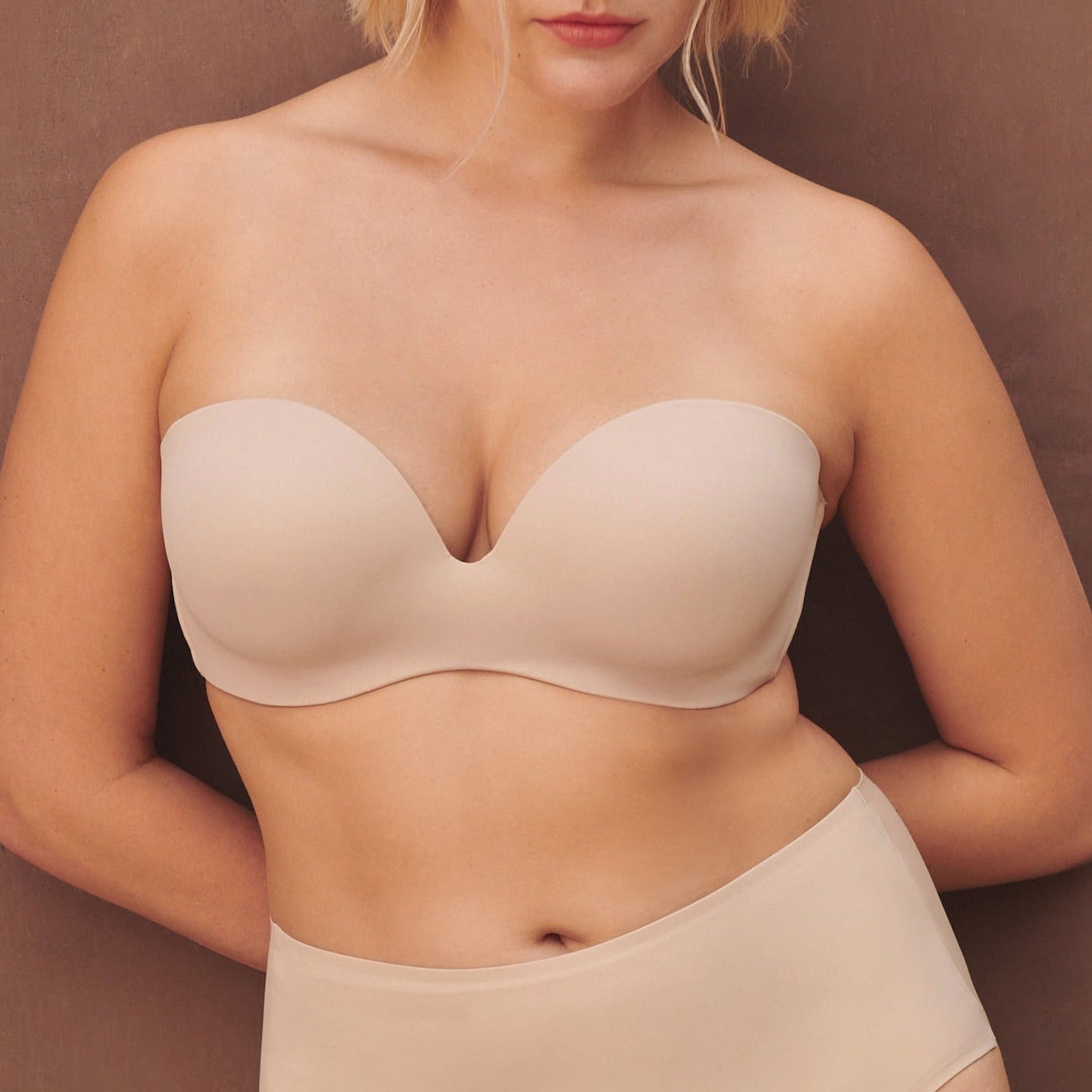 Essentiel Bandeau Bra With Removable Straps In Peau Rosee - Simone