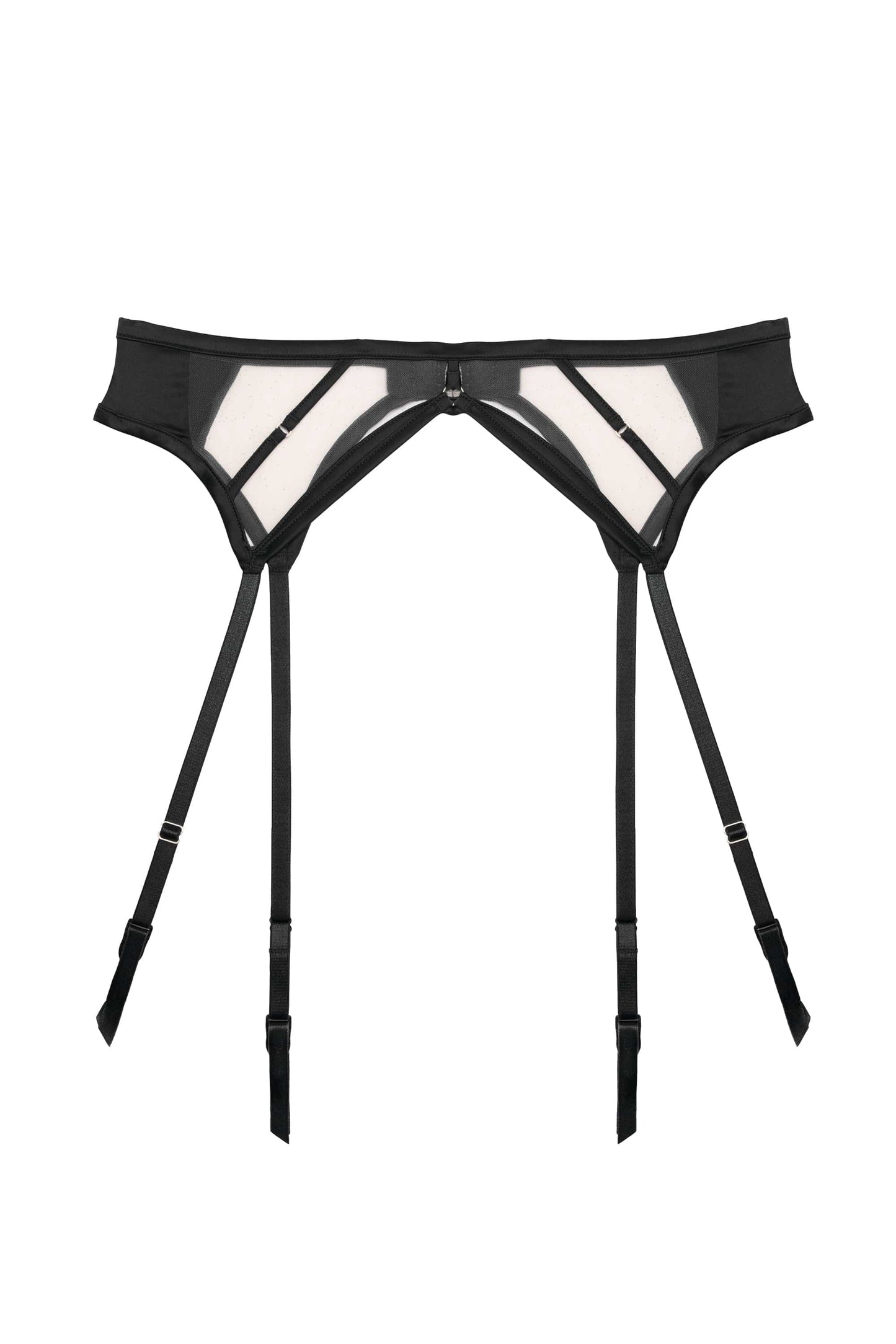 Ramona Strap Detail Illusion Mesh Suspender In Black - Playful Promises - BraTopia