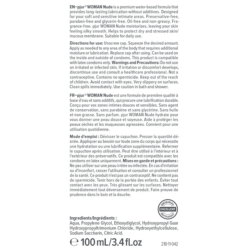 Pjur Woman Nude Water Based Lubricant 100ml - BraTopia