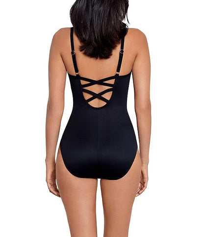 Petal Pusher Temptation Swimsuit In Black - Miracle Suit