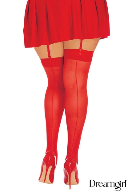 Back Seam Thigh High in Red - Jolar Speck