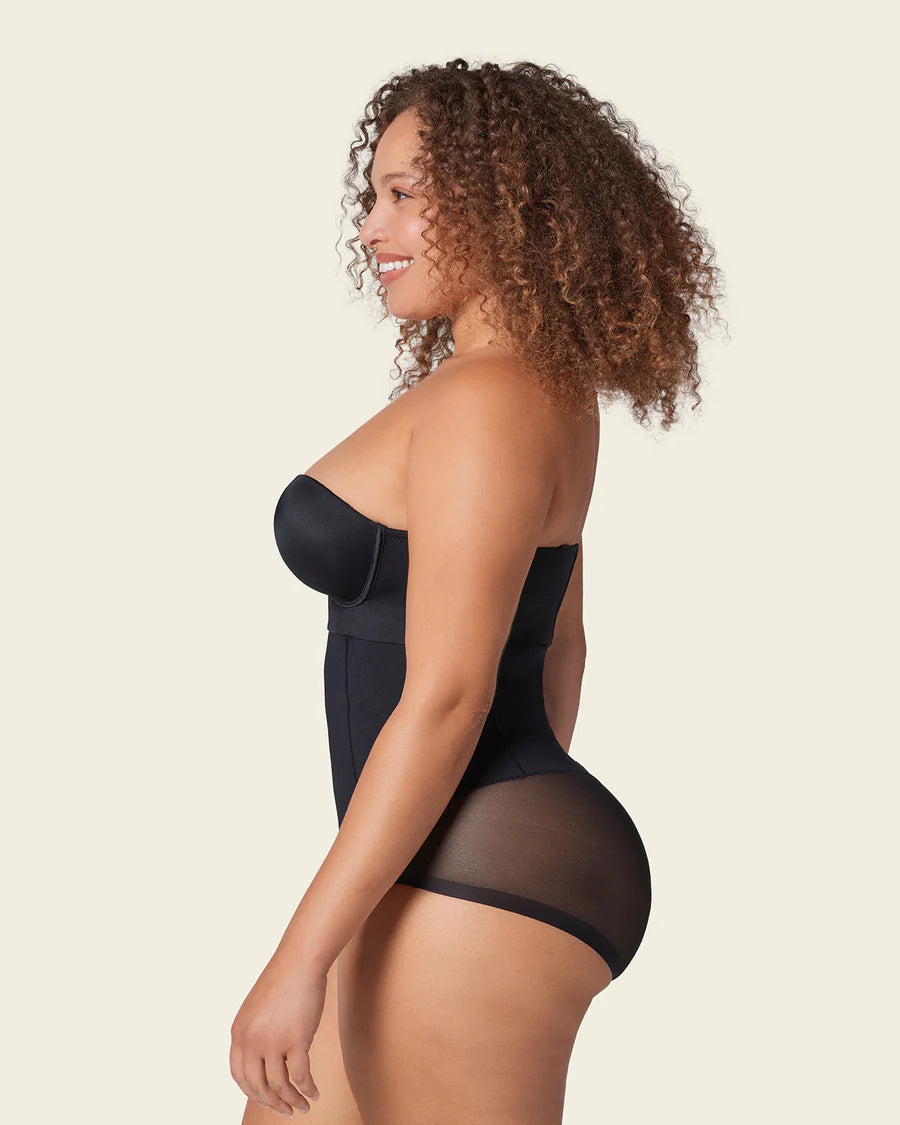 Extra High-Waisted Sheer Bottom Sculpting Shaper Panty In Black - Leonisa