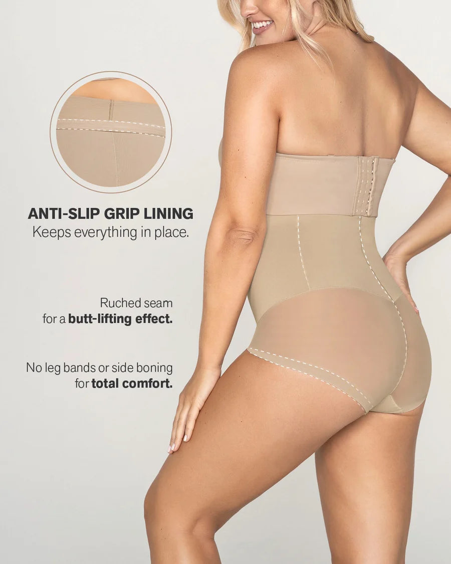 Extra High-Waisted Sheer Bottom Sculpting Shaper Panty In Nude - Leonisa