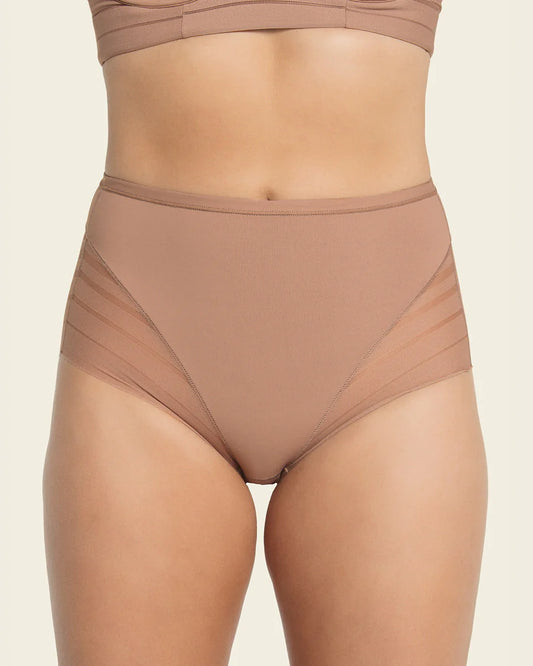 Lace Stripe Undetectable Classic Shaper Panty In Brown - Leonisa