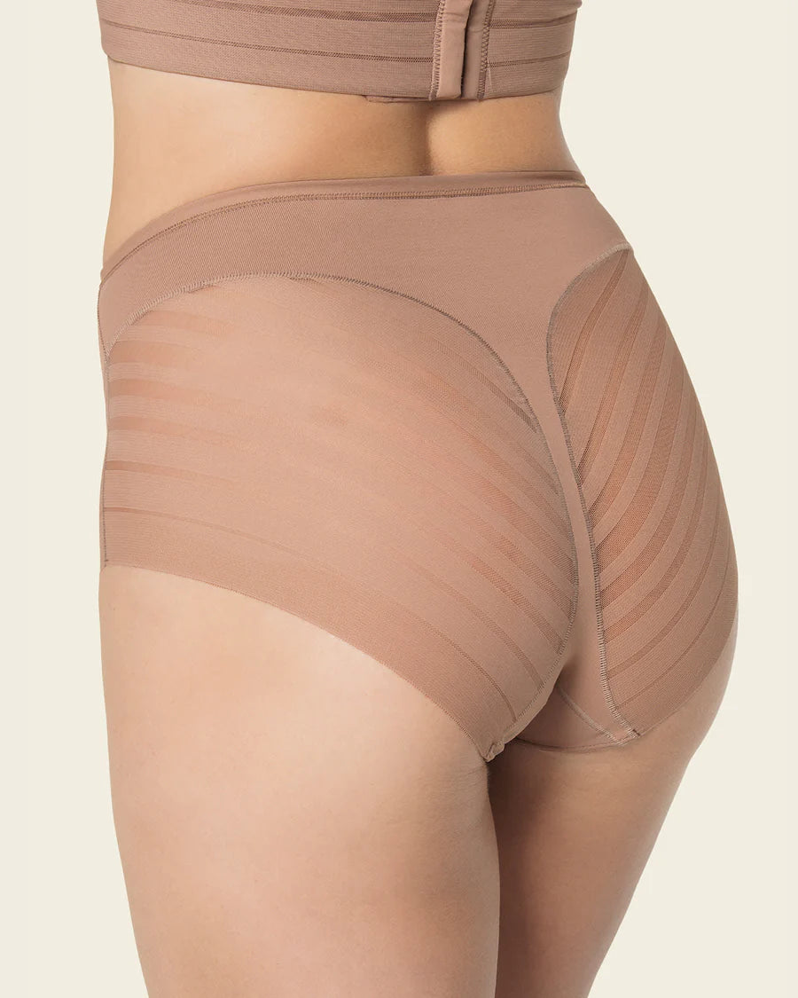 Lace Stripe Undetectable Classic Shaper Panty In Brown - Leonisa