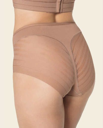 Lace Stripe Undetectable Classic Shaper Panty In Brown - Leonisa