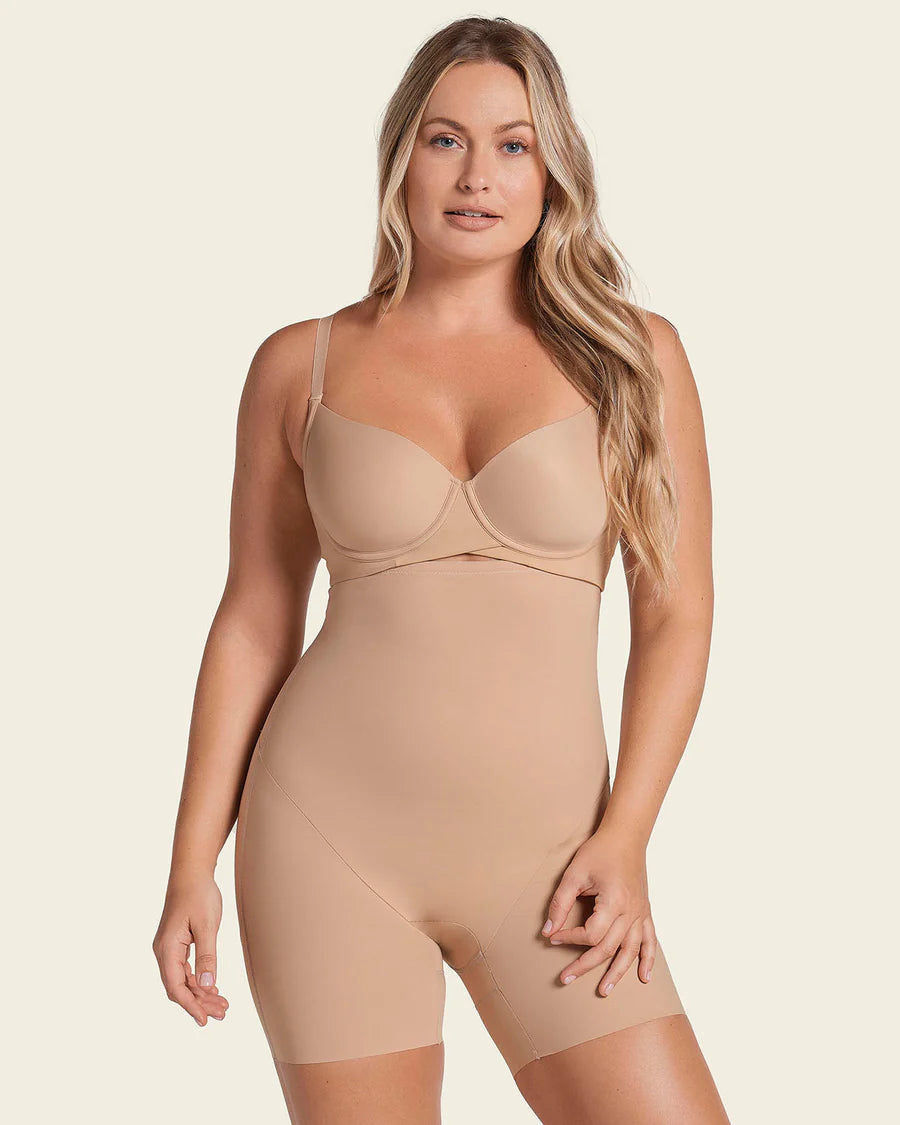 Sculpting Step-In Body Shaper With Short Bottom In Light Brown - Leonisa