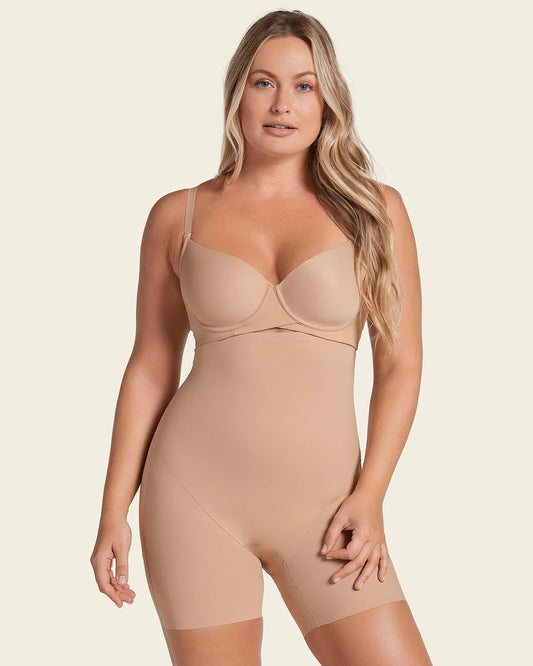 Sculpting Step-In Body Shaper With Short Bottom In Light Brown - Leonisa