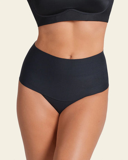 High-Tech High-Waisted Sculpting Thong In Black - Leonisa