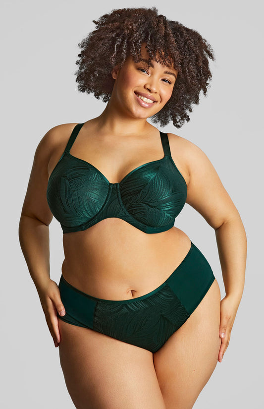 Illuminate Moulded Bra In Dark Green - Sculptresse