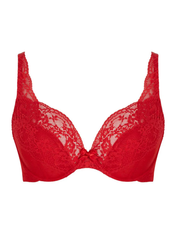 Heidi High Apex Non Padded Plunge Bra In Ruby Red - Panache