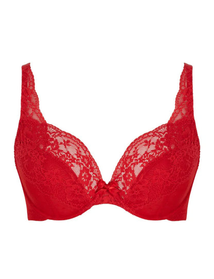 Heidi High Apex Non Padded Plunge Bra In Ruby Red - Panache