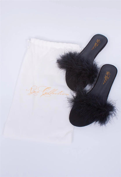 Feather Slipper In Black - Rya