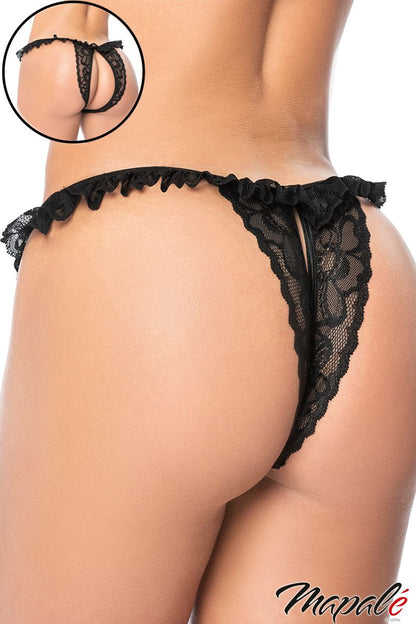 String Ouvert En Dentelle Noir