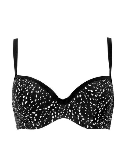 Rhodes Underwired Padded Bikini Top In Black & White - Pour Moi
