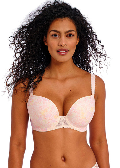 Soutien-gorge t-shirt moulé plongeant Daydreaming en fleur de pêcher - Freya