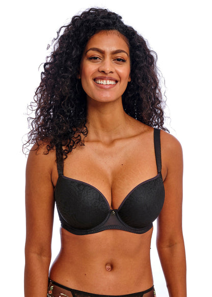 Love-Haze UW Moulded Plunge T-Shirt Bra In Black - Freya