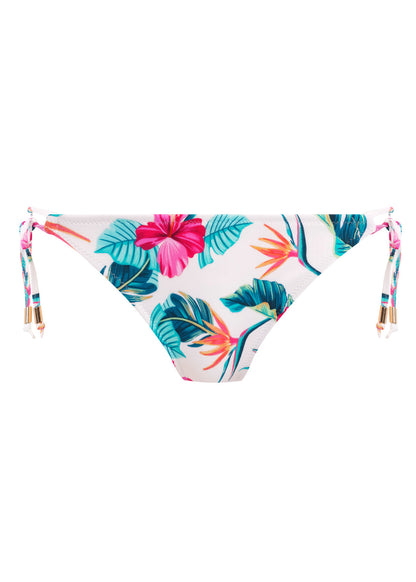 Palm Paradise Tie Side Bikini Brief In White - Freya