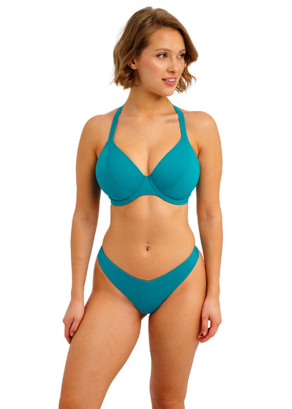 Jewel Cove High Apex Bikini Top In Plain Moonstone - Freya