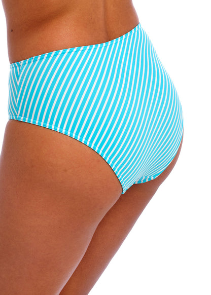 Jewel Cove High Waist Bikini Brief In Stripe Turquoise - Freya