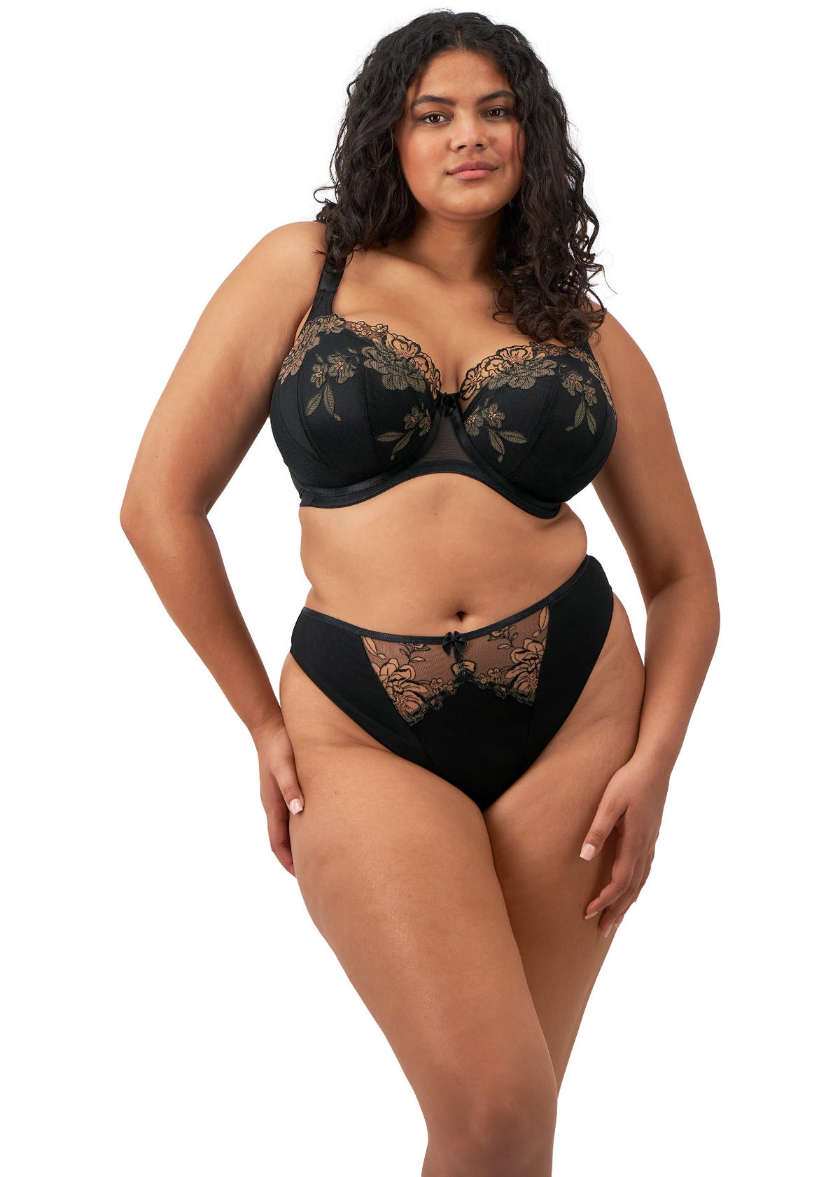 Teagan UW Padded Half Cup Bra In Black & Almond - Elomi