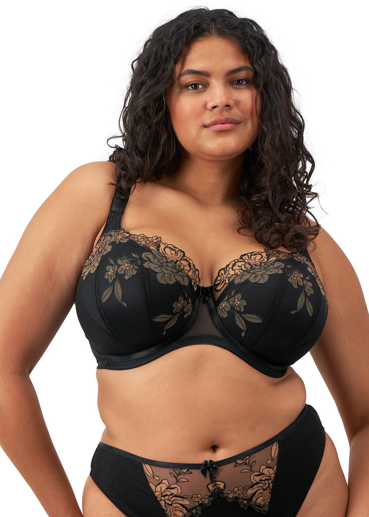 Teagan UW Padded Half Cup Bra In Black & Almond - Elomi