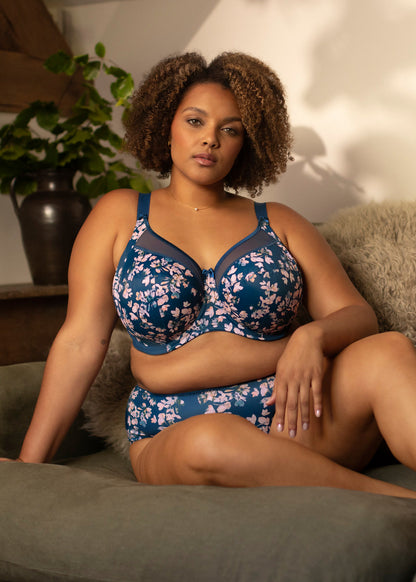 Kayla Full Brief In Teal Blossom - Goddess