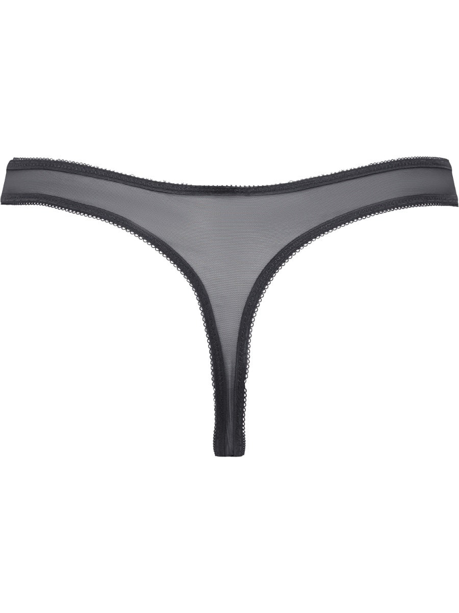 Glossies Lace Sheer Thong In Charcoal - Gossard