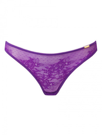 Glossies Lace Thong In Ultra Violet - Gossard