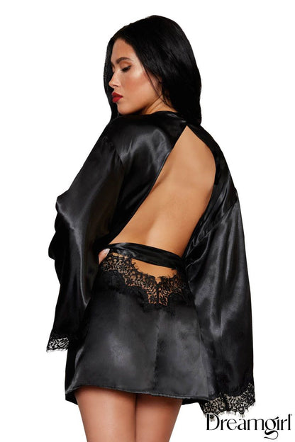 Open Back Robe in Black - Dreamgirl