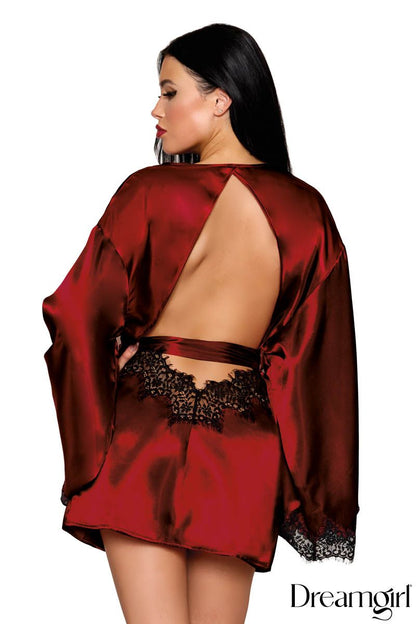 Open Back Robe in Burgundy - Dreamgirl