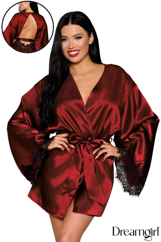 Open Back Robe in Burgundy - Dreamgirl