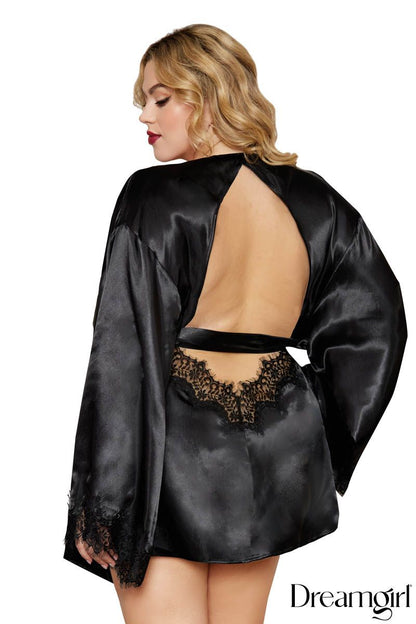 Open Back Robe in Black - Dreamgirl