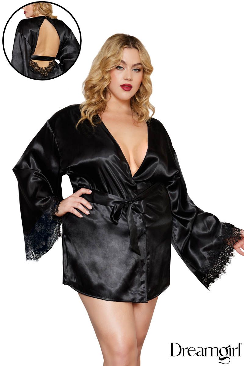 Open Back Robe in Black - Dreamgirl