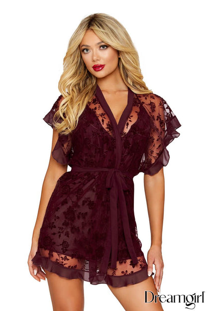 2 Pc Robe Babydoll in Cherry - Dreamgirl